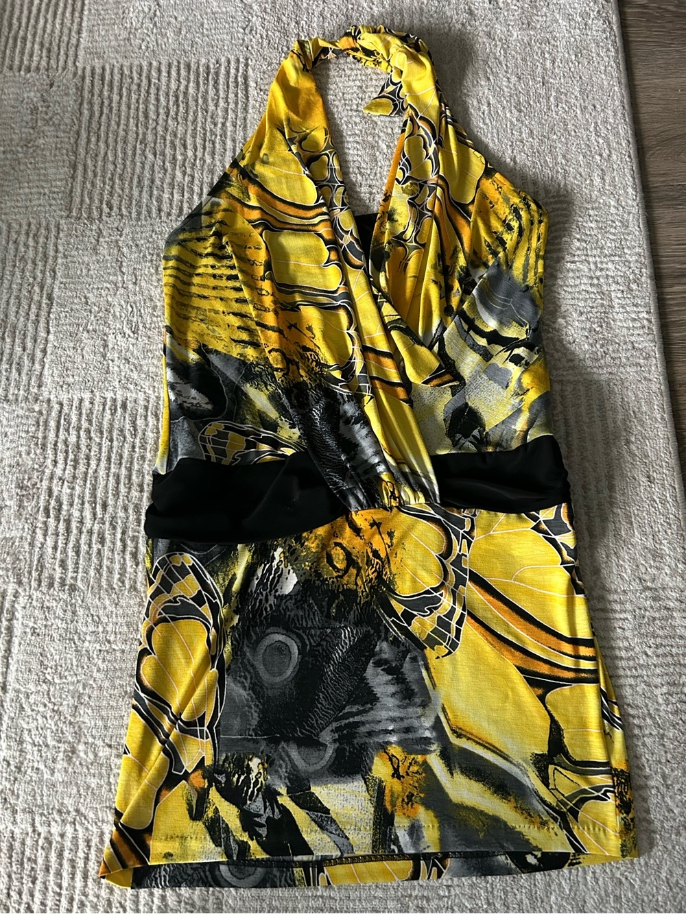 Vintage Y2K Caché Butterfly Wing Halter Dress Size L